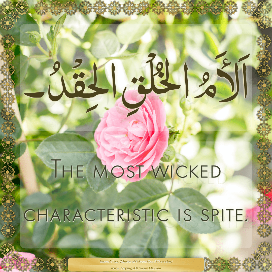 The most wicked characteristic is spite.